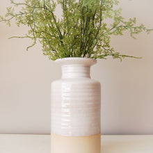Load image into Gallery viewer, close up of white ribbed hurricane vase 
