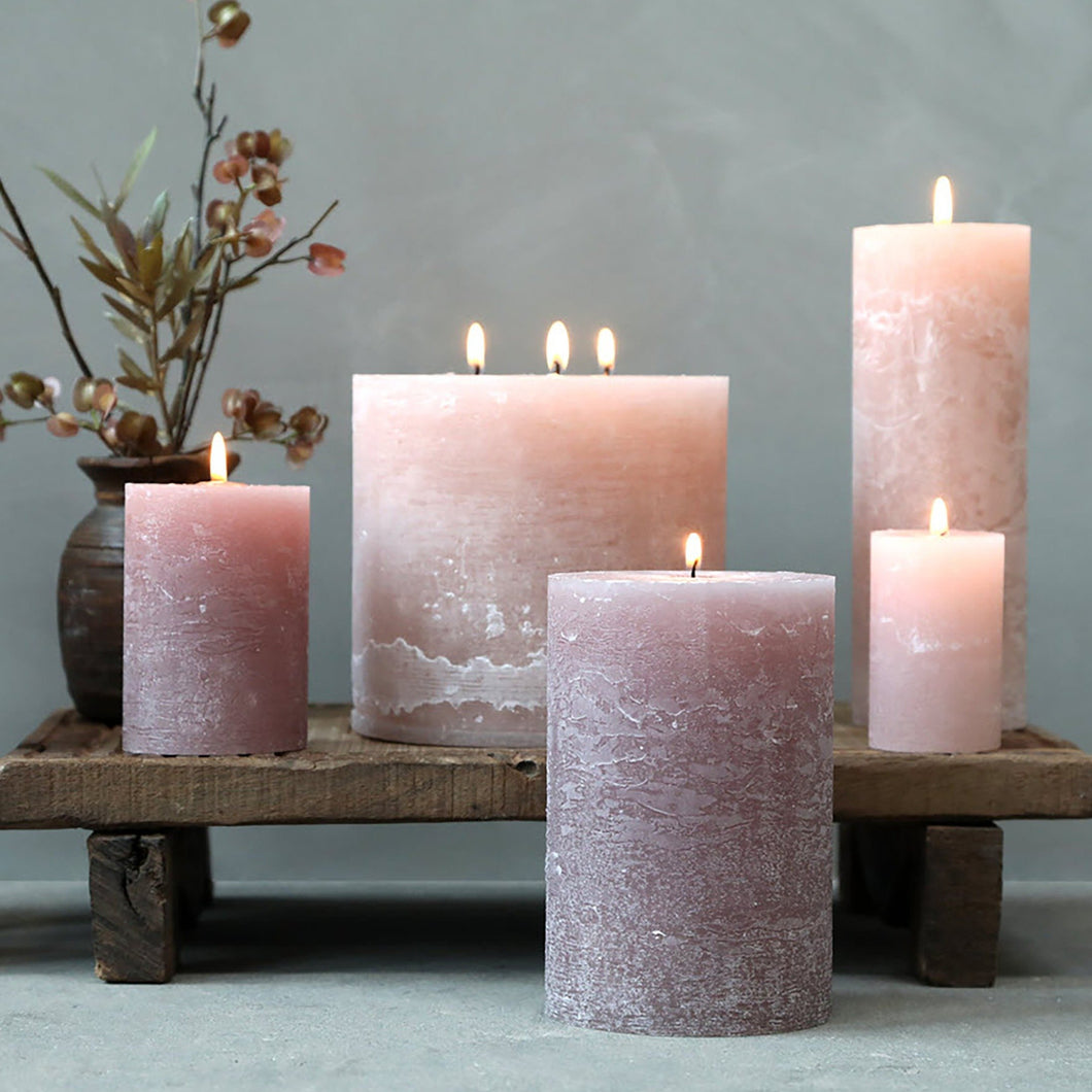 Rustic Pillar Candle - Dusty Rose