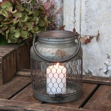 Load image into Gallery viewer, Rustic antique zinc mesh rounded lantern 
