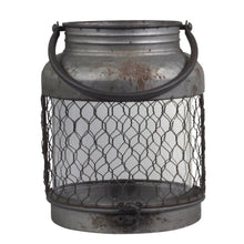 Load image into Gallery viewer, Rustic antique zinc mesh rounded lantern
