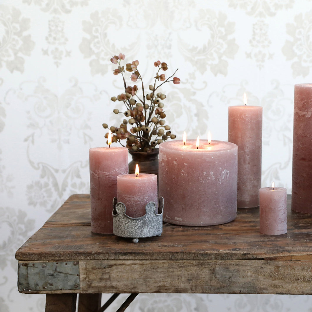 Rustic Pillar Candle - Taupe